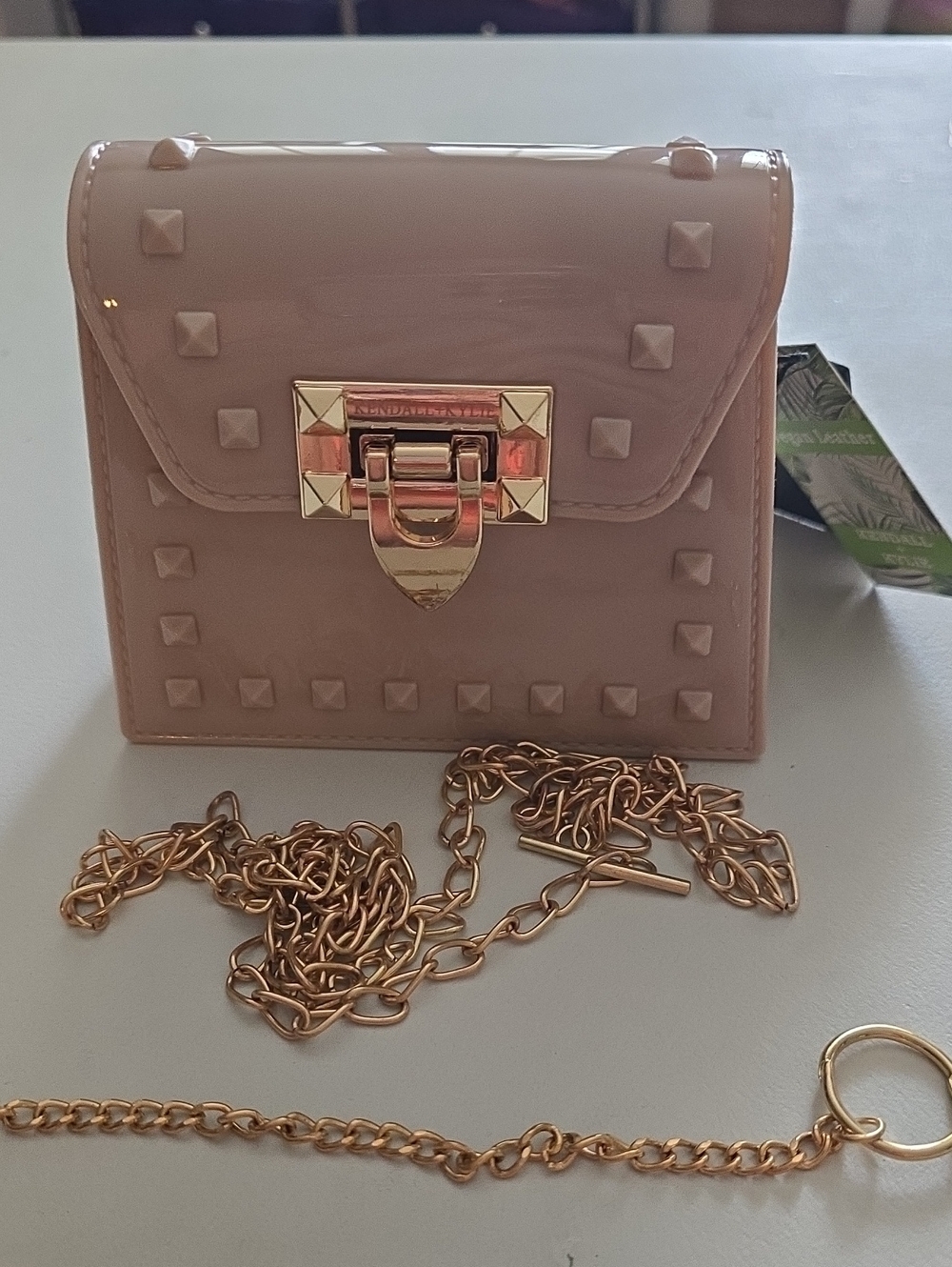Kendall & Kylie Blush Patent Mini Crossbody with Studs
